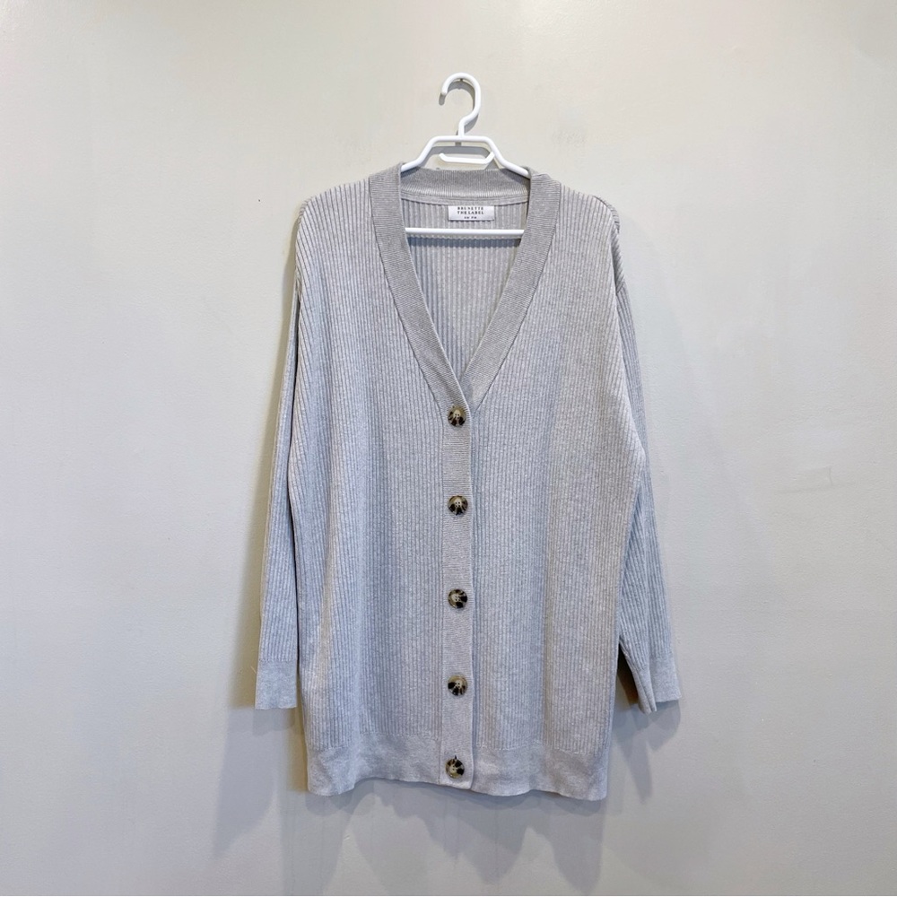 Brunette The Label Heather Gray Ribbed Cardigan